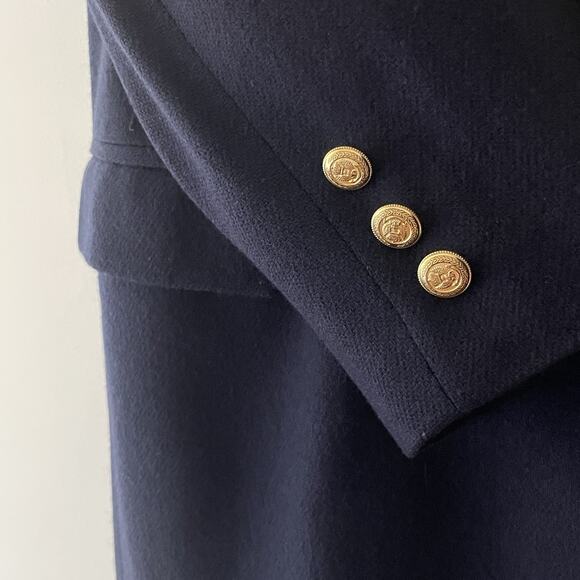 Wool Blazer Navy Gold Crest Buttons 12 Double Breasted Ivy League Academia Ivy - Picture 5 of 13